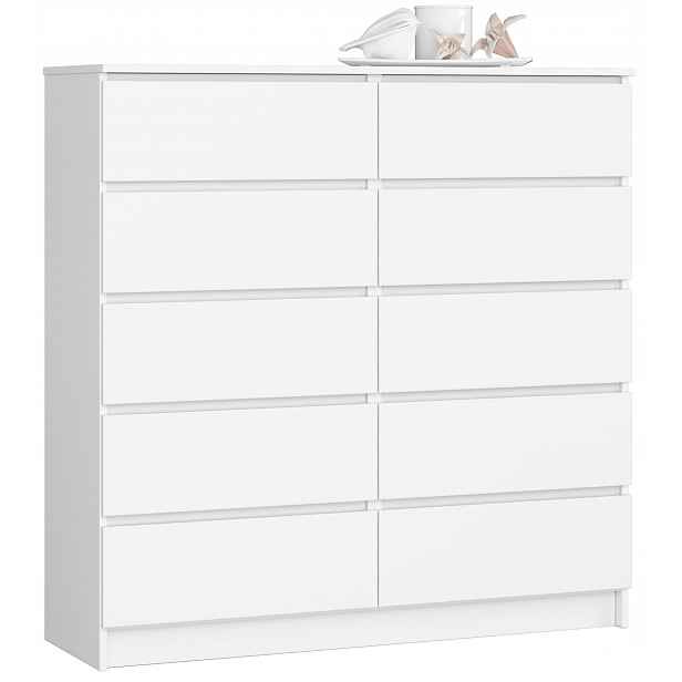 Komoda skříňka K120 10 zásuvek bílá Akd