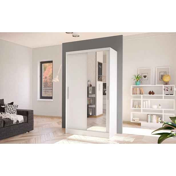 Moderní šatní skříň BRUNO 6 - šířka 100 cm, bílá