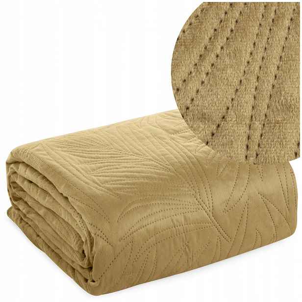 Přehoz na postel typu 220x240 Dekorativní prošívaný Velvet Luiz4 Béžový
