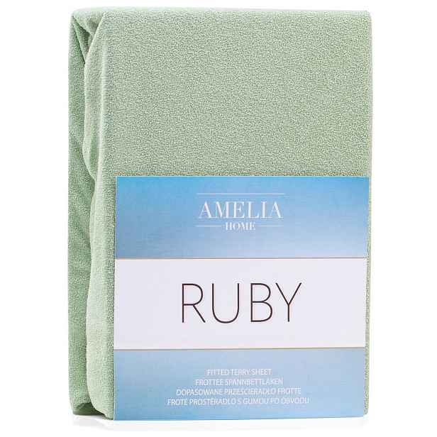 Restilo Froté prostěradlo s gumou AmeliaHome Ruby olivové, velikost 160-180x200