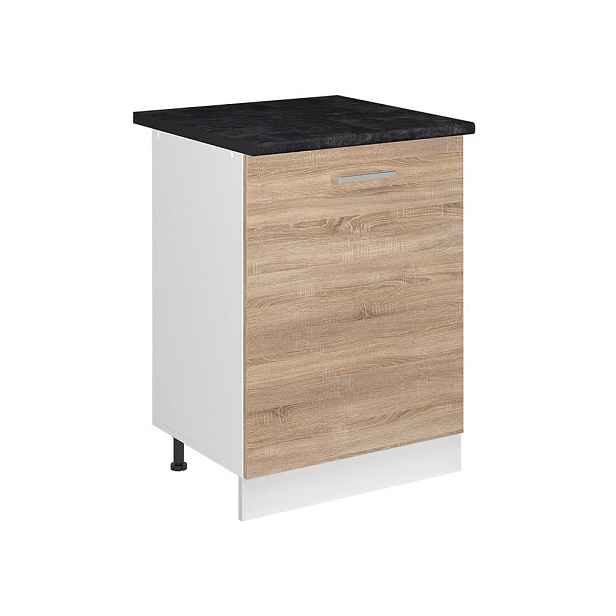 Vicco SPODNÍ SKŘÍŇKA KUCHYŇSKÉ LINKY R-Line, Sonoma/Bílá, 60 cm s 1 dveřmi pracovná doska antracitová