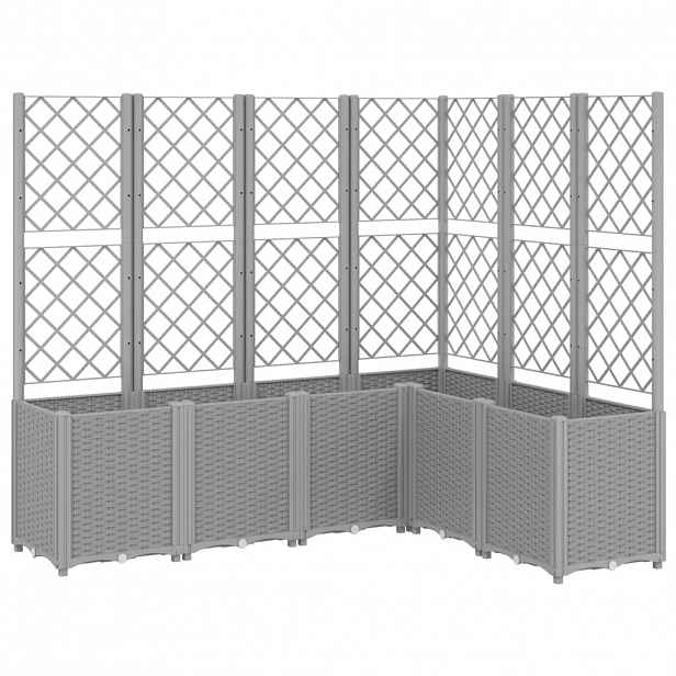 vidaXL Zahradní truhlík s treláží světle šedý 160 x 120 x 140 cm PP