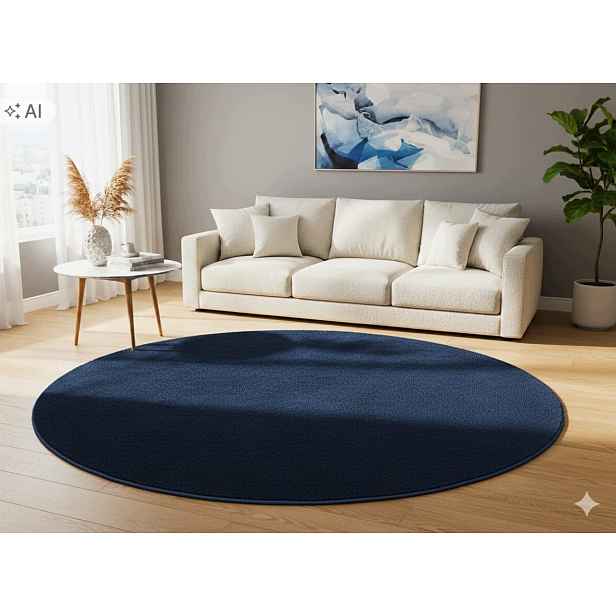 Koberec kulatý do obývacího pokoje 150 cm, vícebarevný, měkké štětiny, plyšový