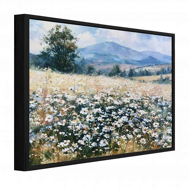 Obraz V Černém Rámu Na Plátně Polní Květiny Louka Obývací Pokoj Ložnice 60x40
