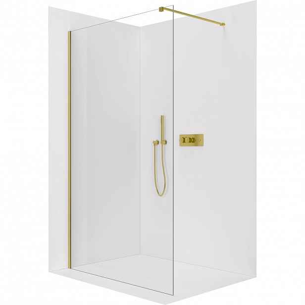 Sprchová zástěna Walk-in Onyx Cube L/P - 8 mm - hranatá vzpěra - zlatá, transparentní sklo - 70x200 cm