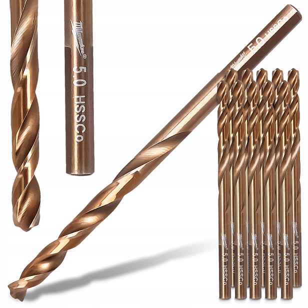 10x Vrtáky do kovu 5 mm Milwaukee Kobaltové Hss-g Nerezové oceli Wier R6