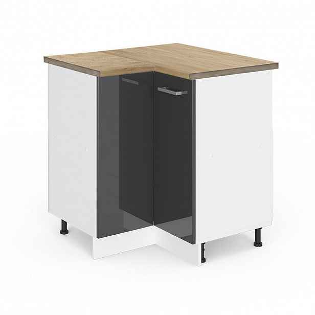 Vicco ROHOVÁ SKŘÍŇKA R-Line Antracitový vysoký lesk 75.6 cm , PD Dub