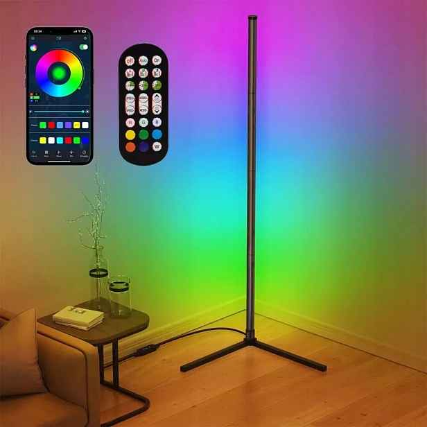 Rgb Led podlahová lampa stojící rohová s Dálkový Ovladač Apklikace Efekt Duhy 3D