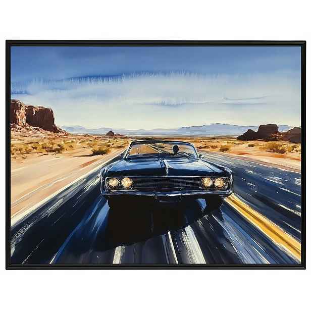 Plakát Rámeček Hliníkový Muscle Car Pouštní Silnice Vintage Retro Usa 80x60