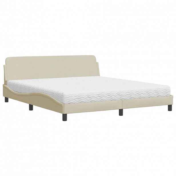 vidaXL Postel s matrací Dover krémová 180 x 200 cm textil