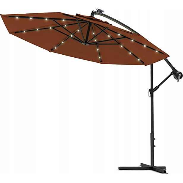 Zahradní Slunečník Led Ø350 Barva Hnědá