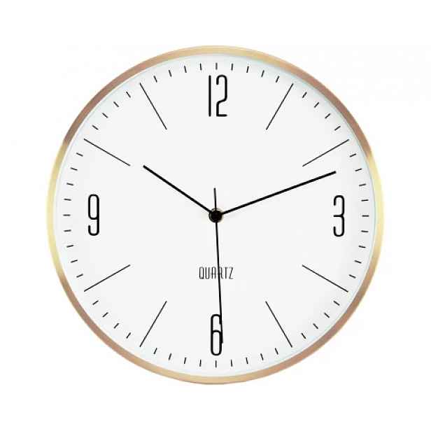 Nástěnné hodiny 30 cm, zlatý kov