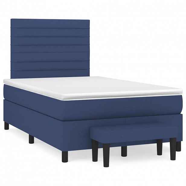 vidaXL Box spring postel s matrací modrá 120x200 cm textil