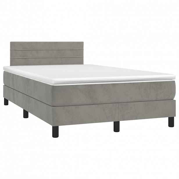 vidaXL Box spring postel s matrací světle šedá 120x190 cm samet