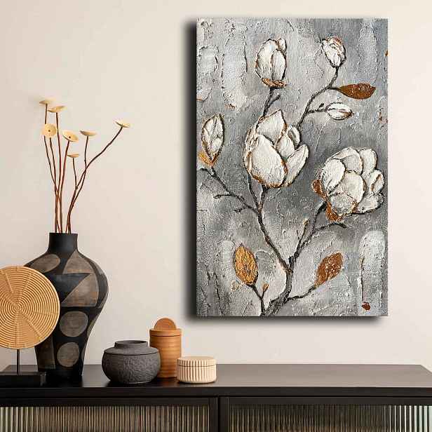 Dekorativní obraz na plátně květy na větvičce, 45 x 70 cm