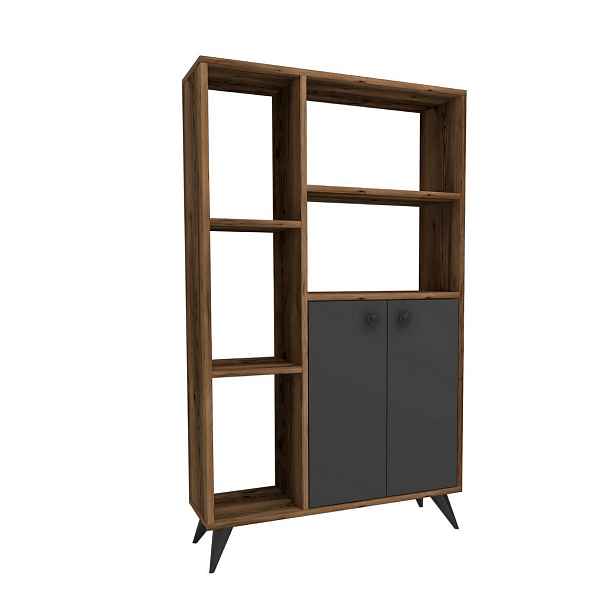 Knihovna Meldan Anthracite and Walnut