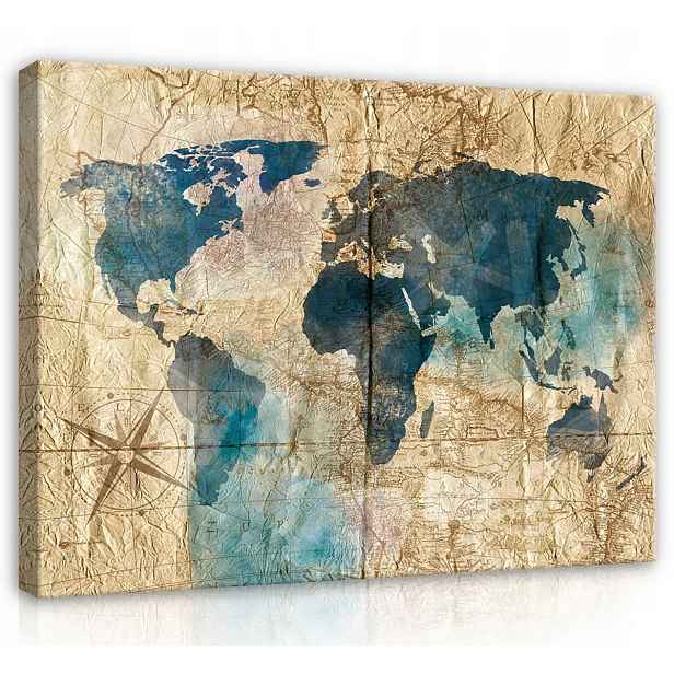Obraz Na Plátně Plátno 80x60 Mapa Světa Atlas Geografie Retro Vintage