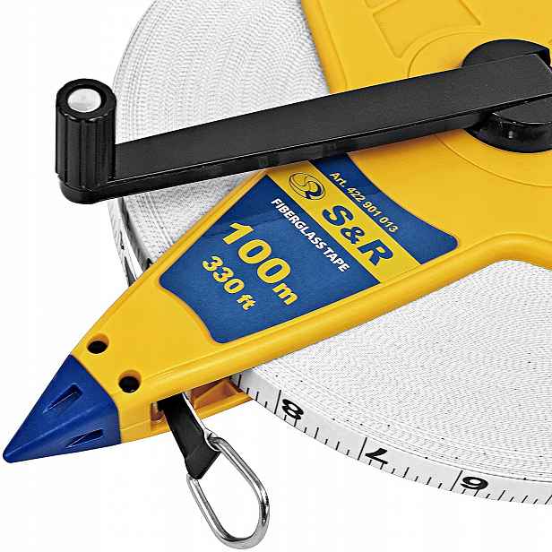 Pásmo Měřicí Metr Svinovací Sklolaminátové Měřidlo s Hákem 100m x 13mm
