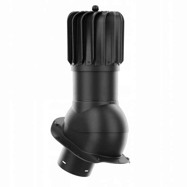 Rotační krb Rotoline pro plechovou střešní krytinu B, průměr 150 mm, podlouhlý, černý