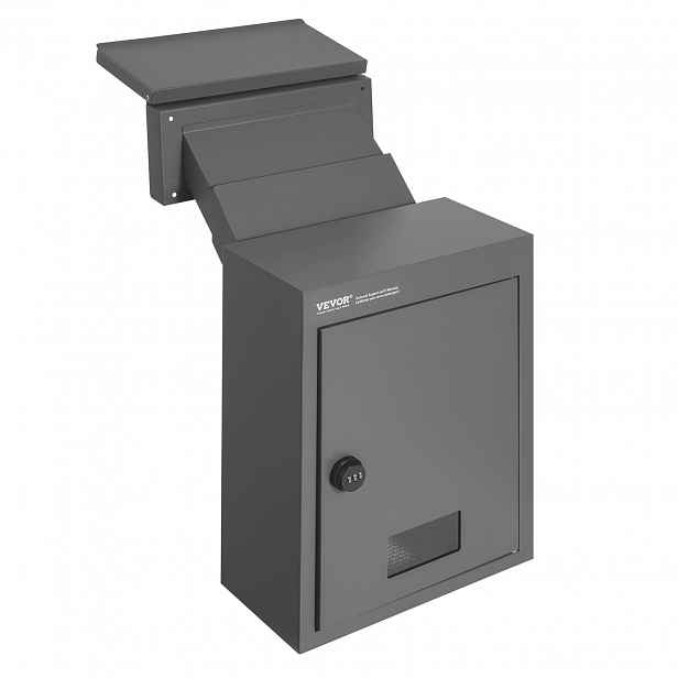 TEMU VEVOR Prosklený poštovní box, robustní ocelový prosklený poštovní kombinovaným zámkem 2,8-7,9" 13", poštovní box 12,5x6,3x16,9", tmavě šedý