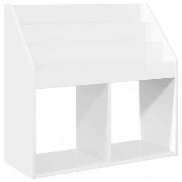 vidaXL Dětský regál s úložištěm Vysoce lesklá bílá 72,5 x 29,5 x 69 cm