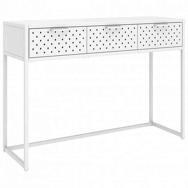 vidaXL Konzolový stolek bílý 106 x 35 x 75 cm ocel