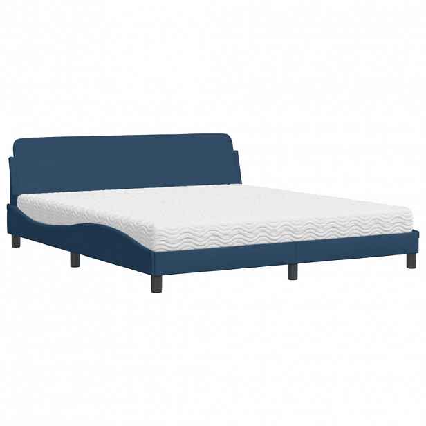 vidaXL Postel s matrací Dover modrá 180 x 200 cm textil