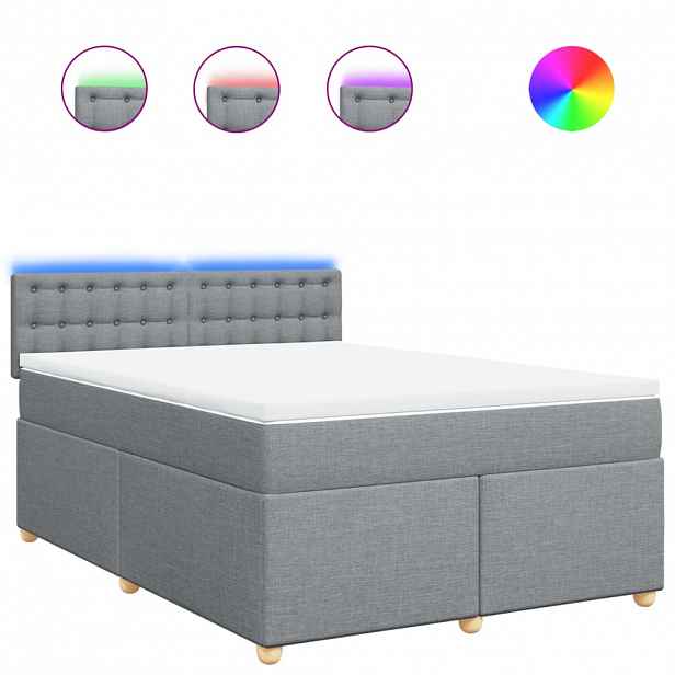 vidaXL Box spring postel s matrací světle šedá 140 x 190 cm textil