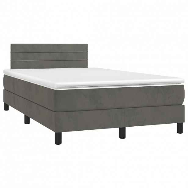 vidaXL Box spring postel s matrací tmavě šedý 120x190 cm samet