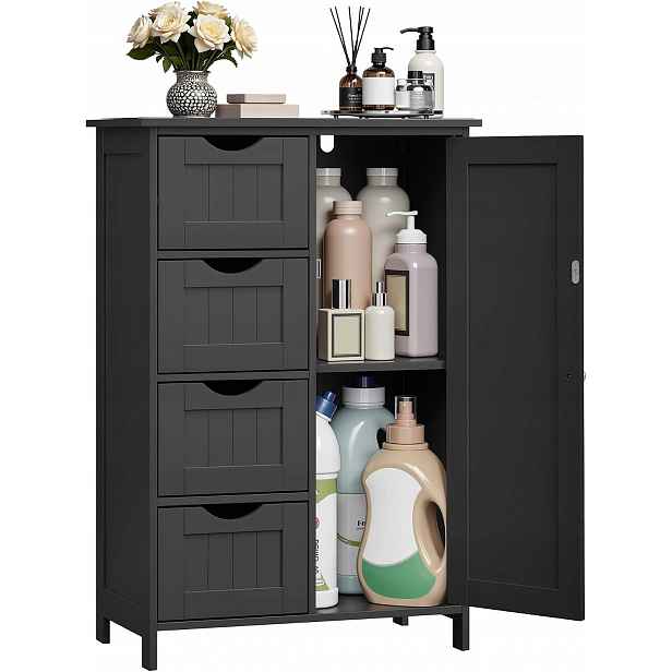 Koupelnový Regál 55 X 82 X 30 CM Do Koupelny, Regál Na Kosmetiku A Ručníky