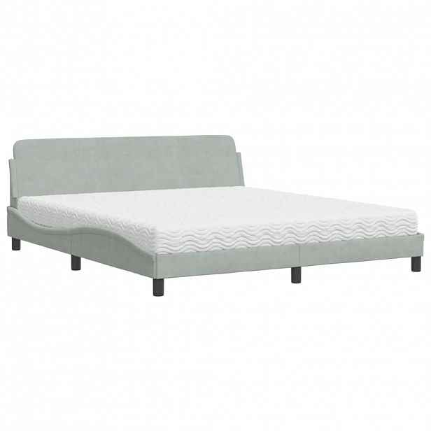 vidaXL Postel s matrací Dover světle šedá 180 x 200 cm samet