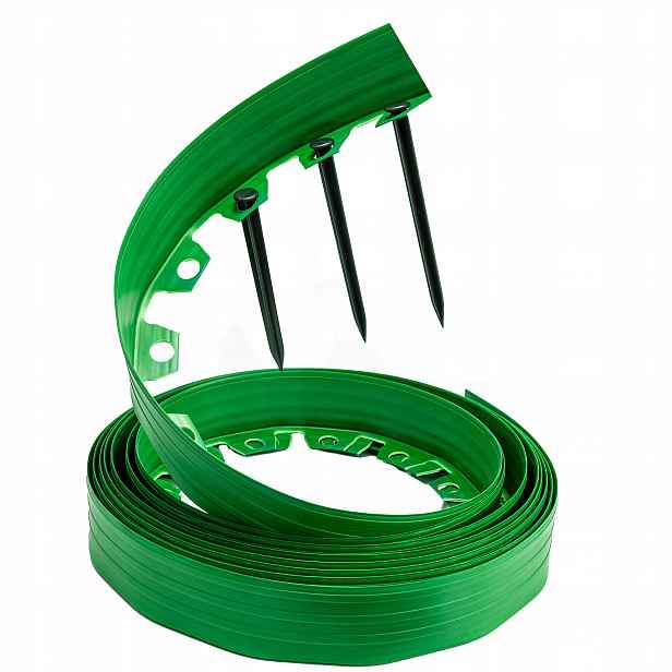 Zahradní lem trávníku plast 30 m zelený 4 cm kotvy