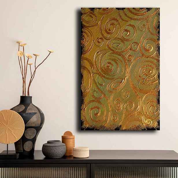 Dekorativní obraz na plátně zlaté spirály, 45 x 70 cm