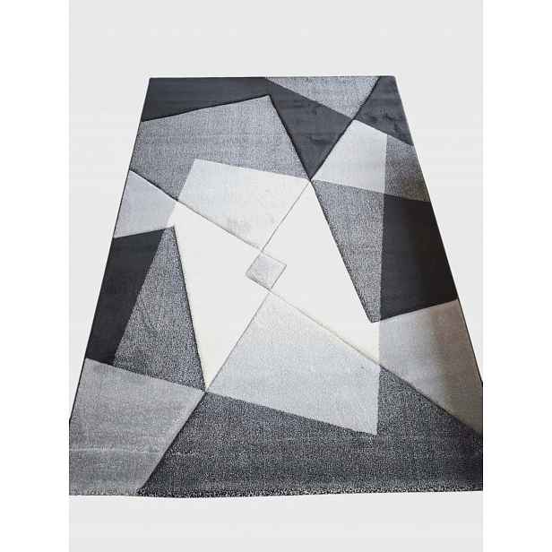 Koberec do obývacího pokoje 160x230 cm, šedo-černý, krémový 3D vzor