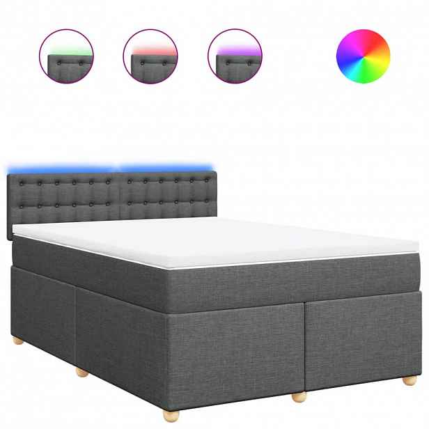 vidaXL Box spring postel s matrací tmavě šedý 140 x 190 cm textil