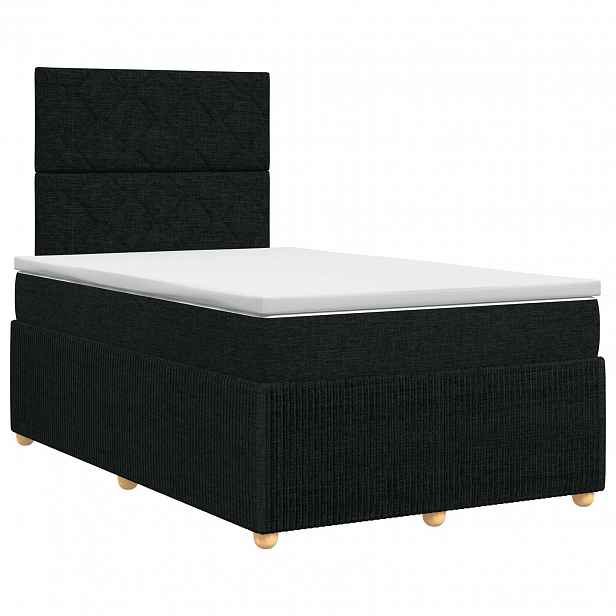vidaXL Postel boxspring s matrací s čelo Černá 120 x 200 cm Textil