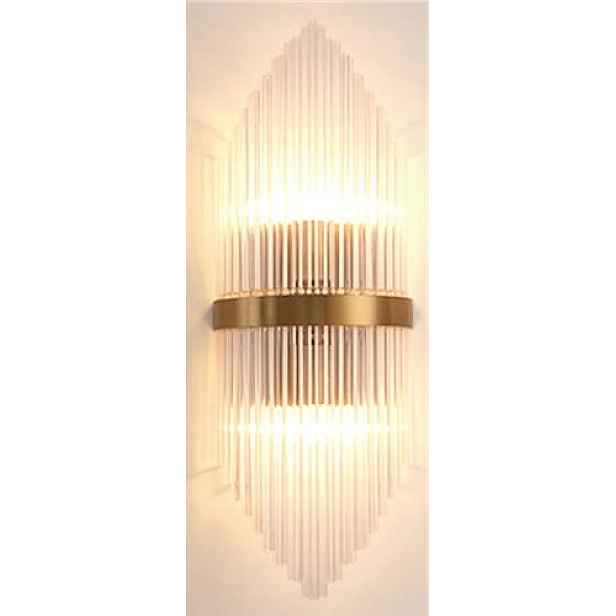 Hermine křišťálová nástěnná lampa, zlatá, 45 cm