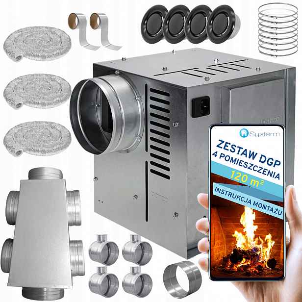 Krbová Turbína Krbový ventilátor Set Dgp 4 místnosti 120 m2