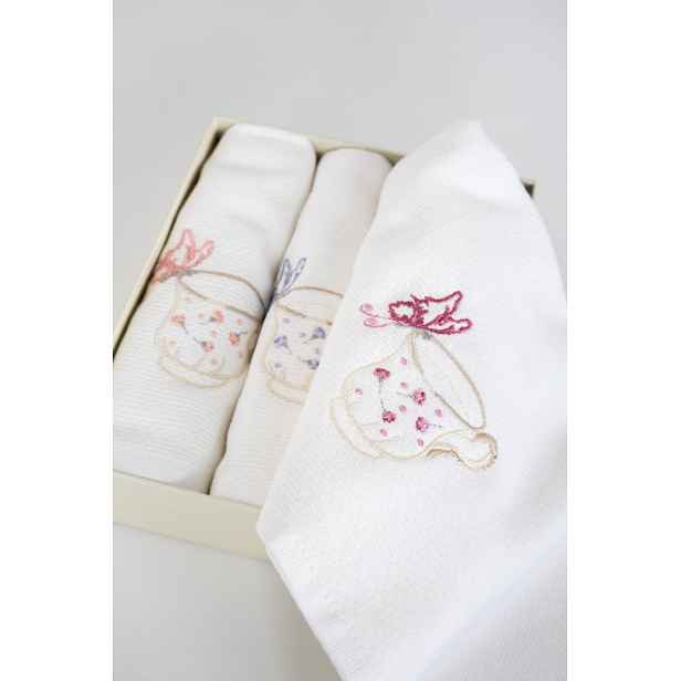 Kuchyňské utěrky TEA CUPS, 3 ks Bílá Sada (3ks, 40x60 cm)