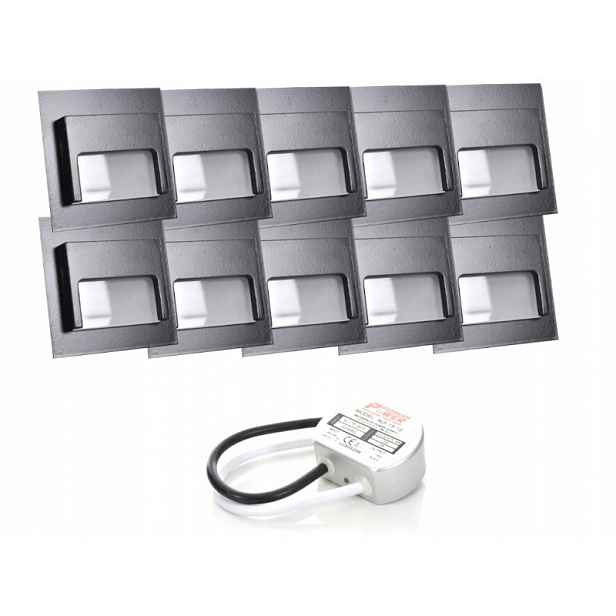 Sada Led schodišťové halogenové lampy 10x napájecí adaptér
