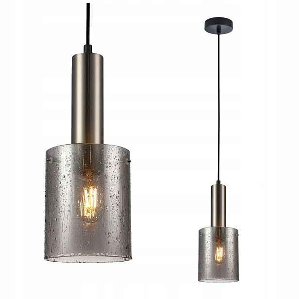 Závěsná lampa Stříbrná Sardo Rain Kouřové stínítko Regulace výšky Italux