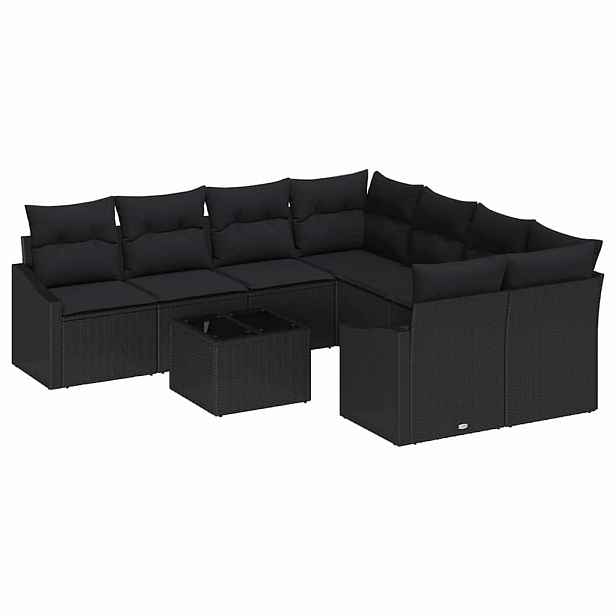 vidaXL Set pohovek 9 ks Černá polyratan