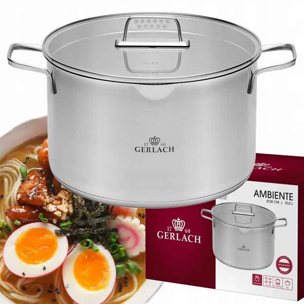 Hrnec Velký 10 L Ocelový Tradiční 28 CM Gerlach Ambiente Poklice