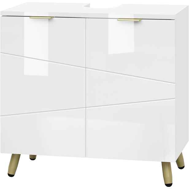 Koupelnová Skříňka Pod Umyvadlo Dřez Eugad Bílá, Zlaté Prvky, 60 X 60 X 30
