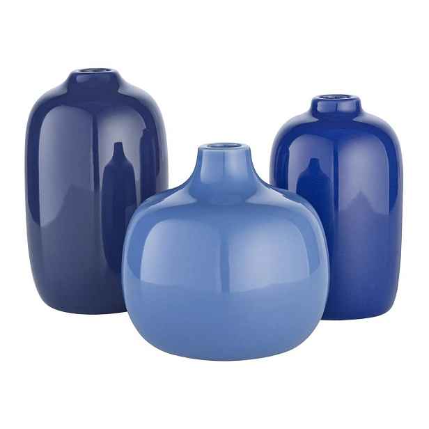 Modré keramické vázy v sadě 3 ks (výška 9 cm) Ceola – Blomus