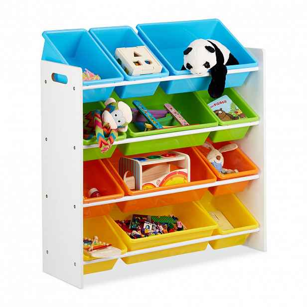 Relaxdays REGÁL barevný s úložnými boxy XL