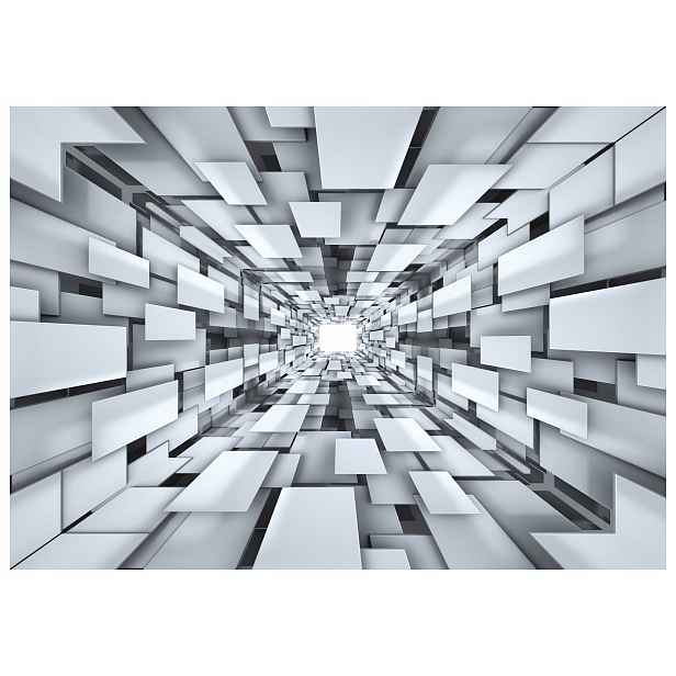 Tapeta Tunel Abstrakce Bílá Geometrie Prostorový Efekt 350x250 lepidlo