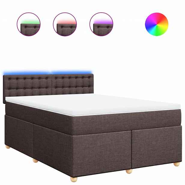 vidaXL Box spring postel s matrací tmavě hnědá 140x190 cm textil