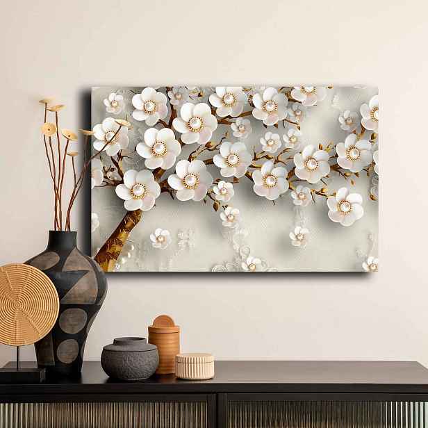 Dekorativní obraz na plátně perlové květy, 45 x 70 cm