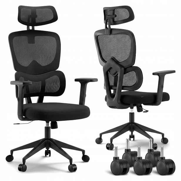 Ergonomické Kancelářské Křeslo Otočné, Látkové, Nastavitelné, Černá Barva
